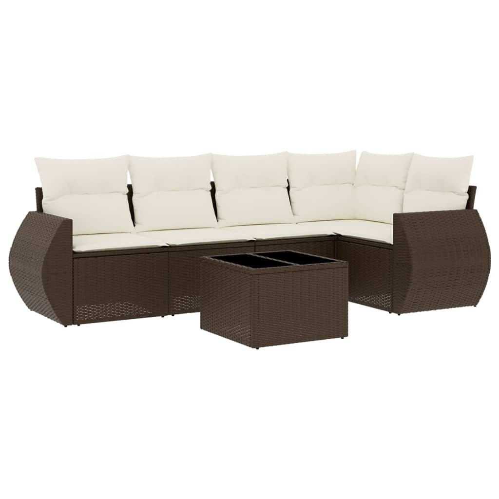 vidaXL Set canapele de grădină cu perne, 6 piese, maro, poliratan