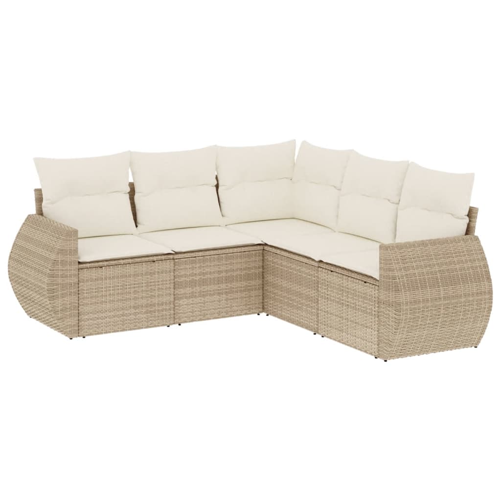 vidaXL Set canapele de grădină cu perne, 5 piese, bej, poliratan
