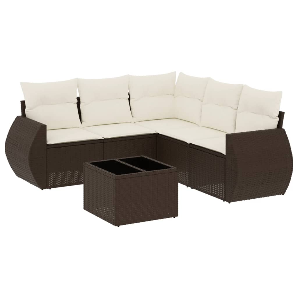 vidaXL Set canapele de grădină cu perne, 6 piese, maro, poliratan
