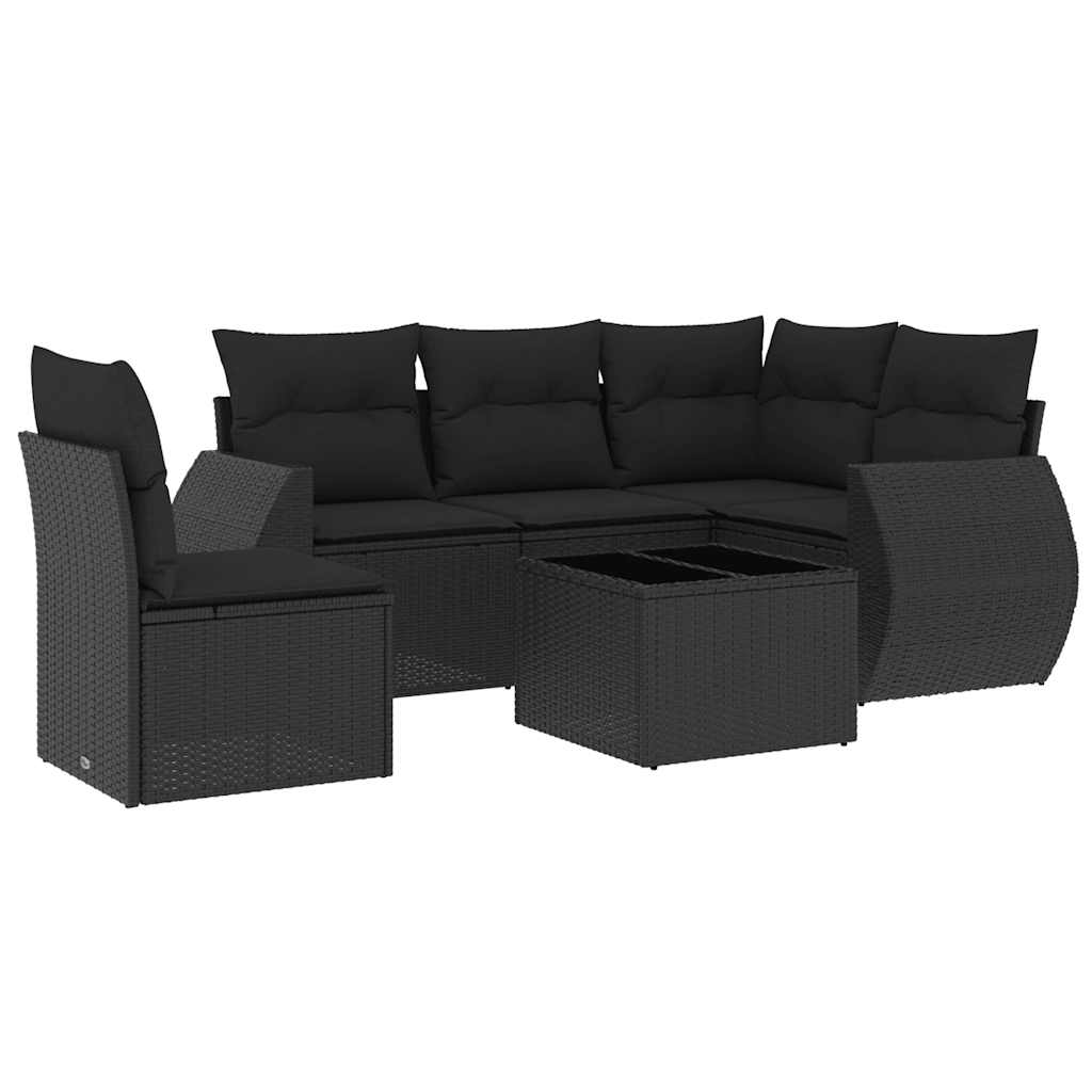 Thumbnail - vidaXL 6-tlg. Garten-Sofagarnitur mit Kissen Schwarz Poly Rattan