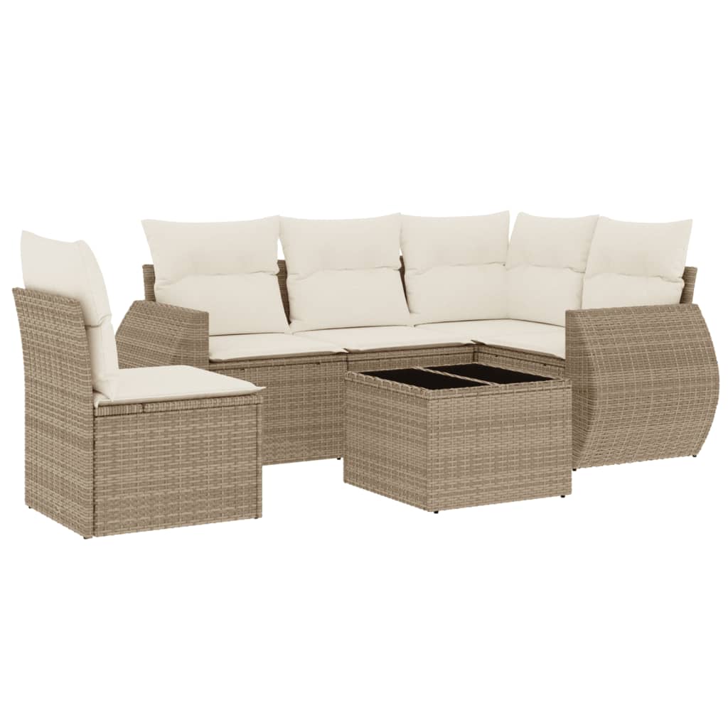 vidaXL Set canapele de grădină cu perne, 6 piese, bej, poliratan