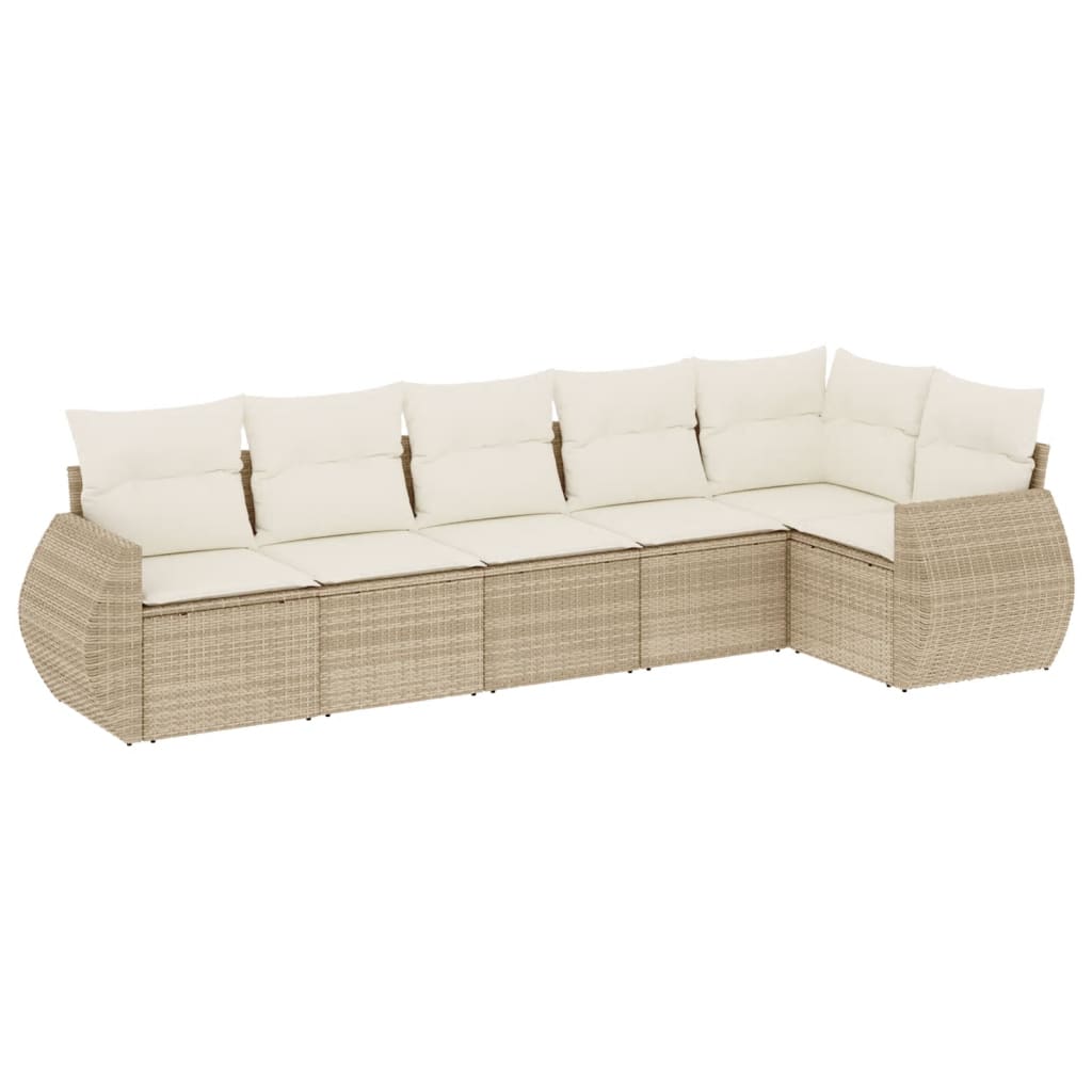 Thumbnail - vidaXL 6-tlg. Garten-Sofagarnitur mit Kissen Beige Poly Rattan