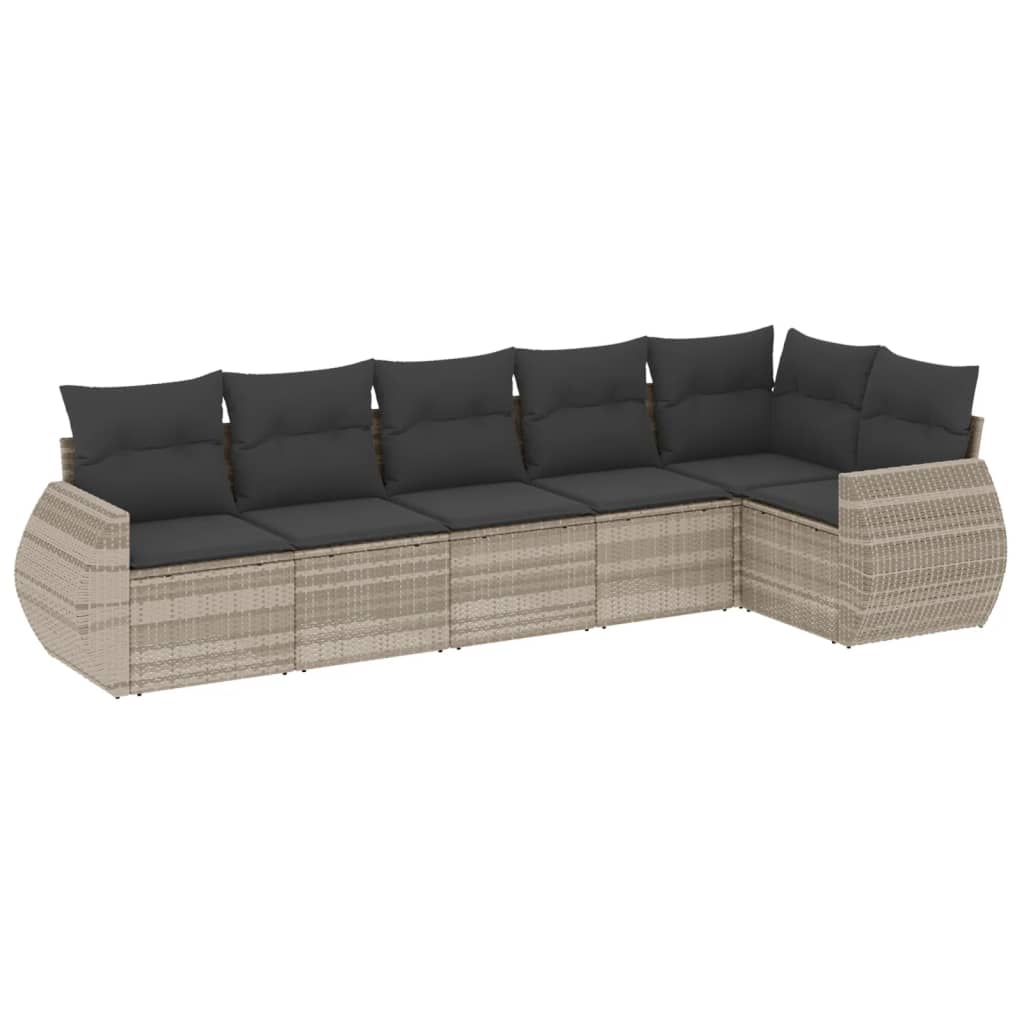 Thumbnail - vidaXL 6-tlg. Garten-Sofagarnitur mit Kissen Hellgrau Poly Rattan