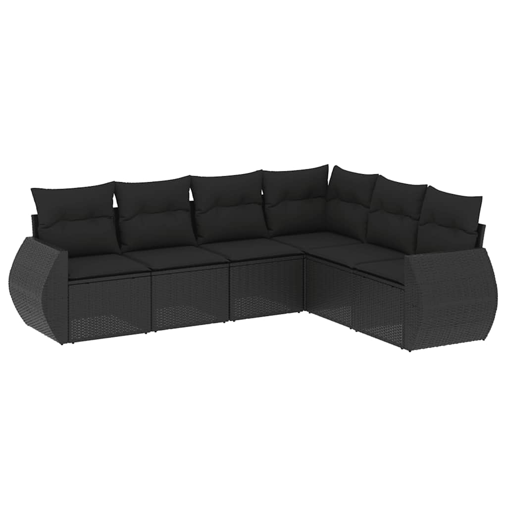 Thumbnail - vidaXL 6-tlg. Garten-Sofagarnitur mit Kissen Schwarz Poly Rattan