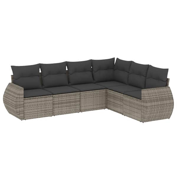 vidaXL 6-osaline aiadiivani komplekt patjadega, hall, pol&uuml;rotang