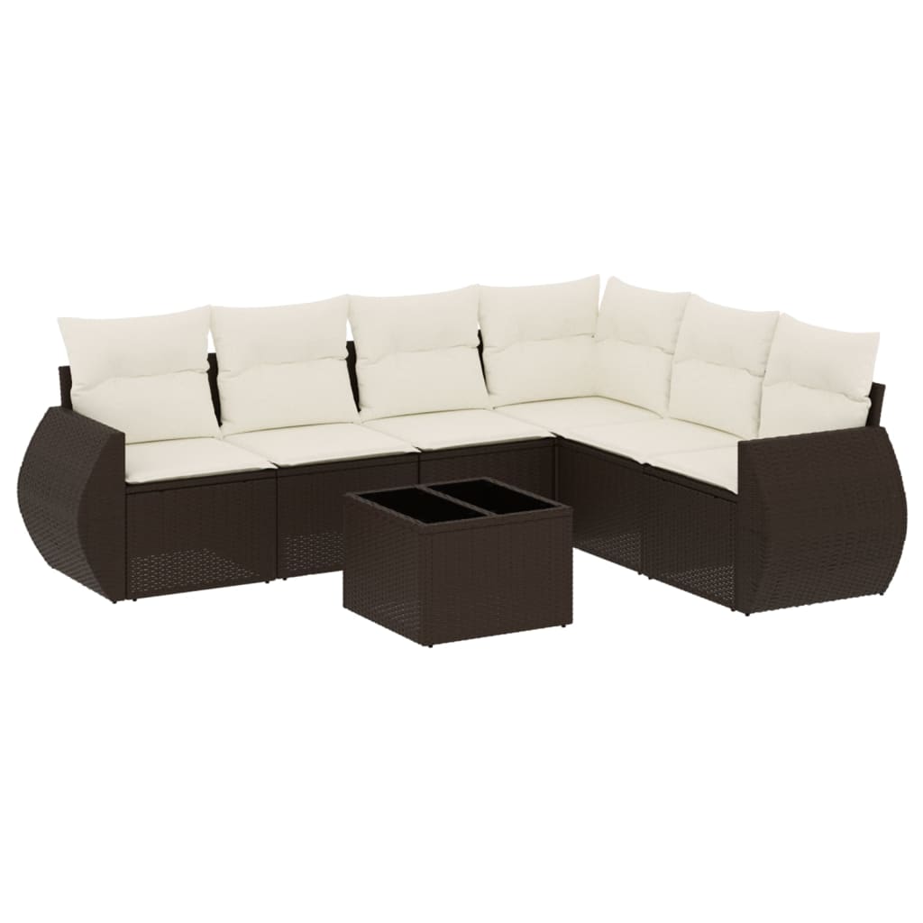 Thumbnail - vidaXL 7-tlg. Garten-Sofagarnitur mit Kissen Braun Poly Rattan