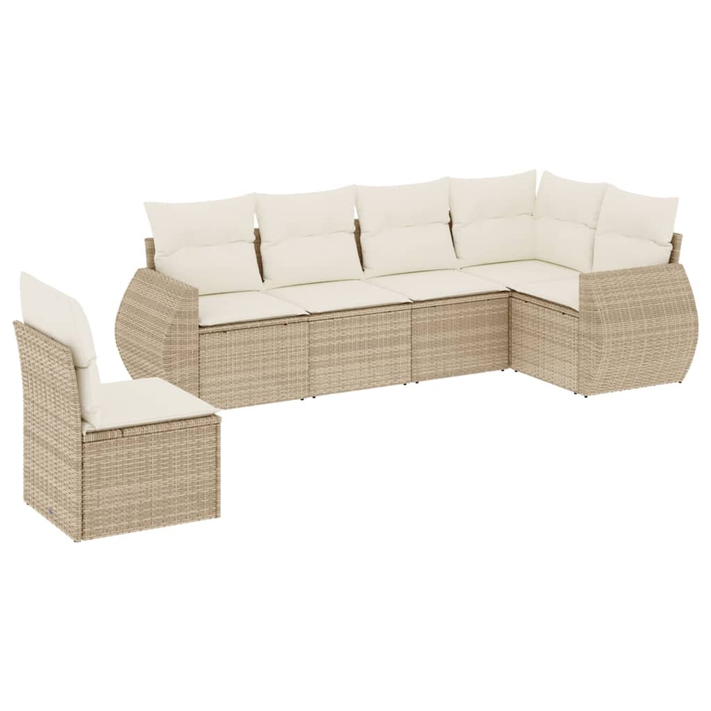 Thumbnail - vidaXL 6-tlg. Garten-Sofagarnitur mit Kissen Beige Poly Rattan