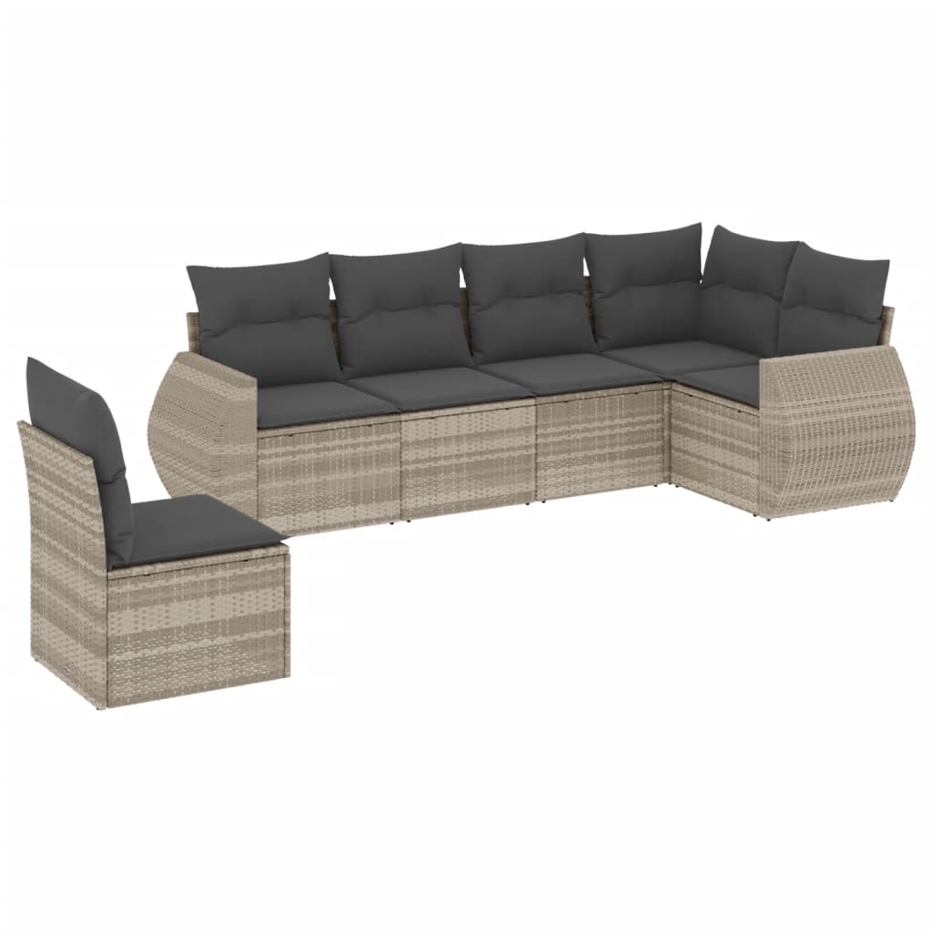 Thumbnail - vidaXL 6-tlg. Garten-Sofagarnitur mit Kissen Hellgrau Poly Rattan