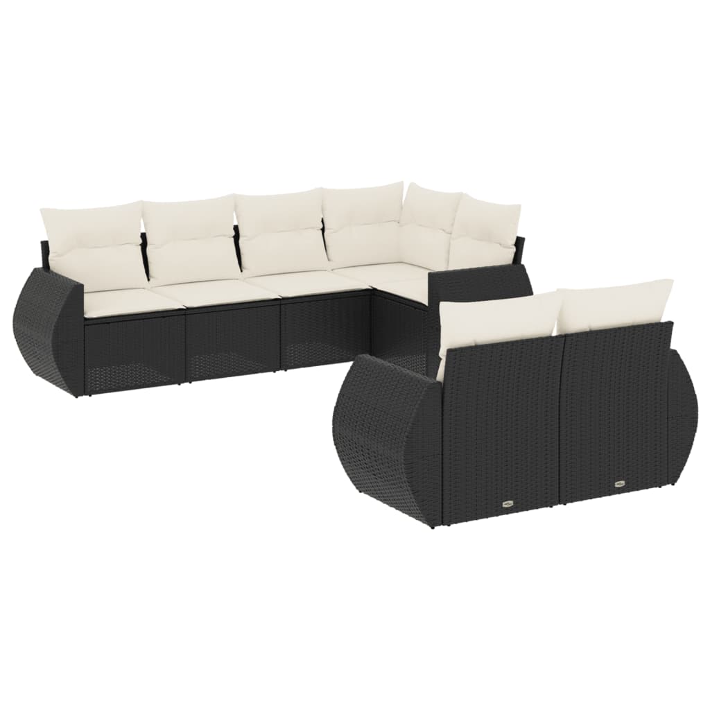 Thumbnail - vidaXL 7-tlg. Garten-Sofagarnitur mit Kissen Schwarz Poly Rattan