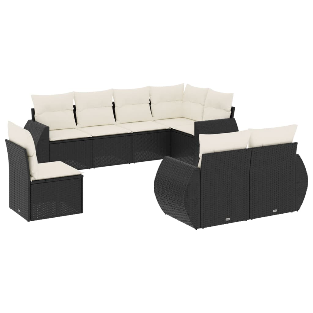 Thumbnail - vidaXL 8-tlg. Garten-Sofagarnitur mit Kissen Schwarz Poly Rattan