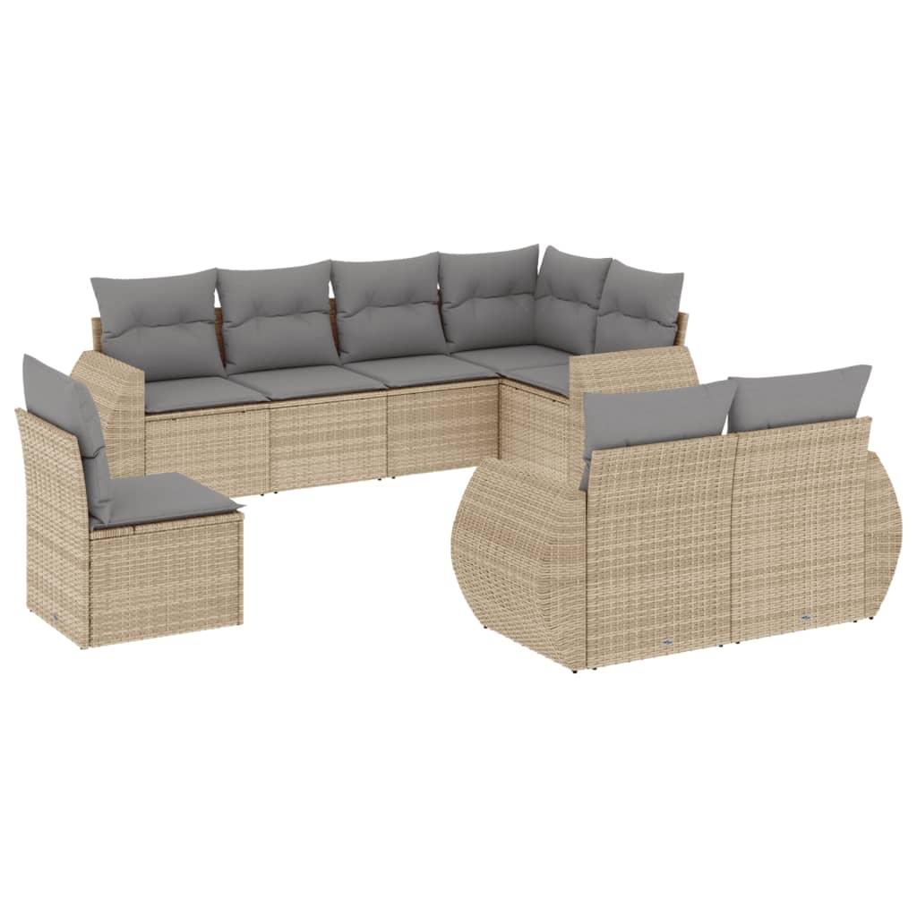 Thumbnail - vidaXL 8-tlg. Garten-Sofagarnitur mit Kissen Beige Poly Rattan