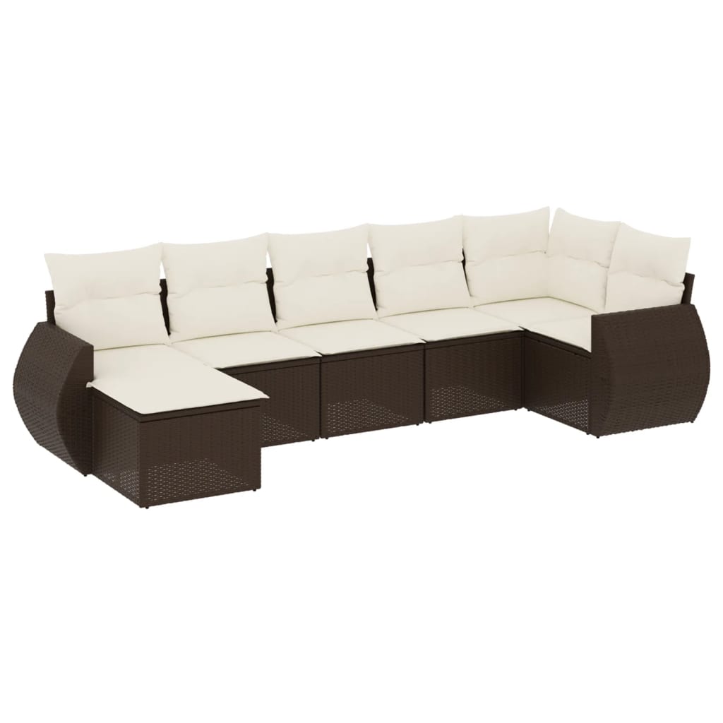 Thumbnail - vidaXL 7-tlg. Garten-Sofagarnitur mit Kissen Braun Poly Rattan