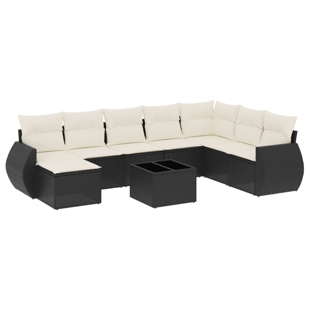 Thumbnail - vidaXL 9-tlg. Garten-Sofagarnitur mit Kissen Schwarz Poly Rattan