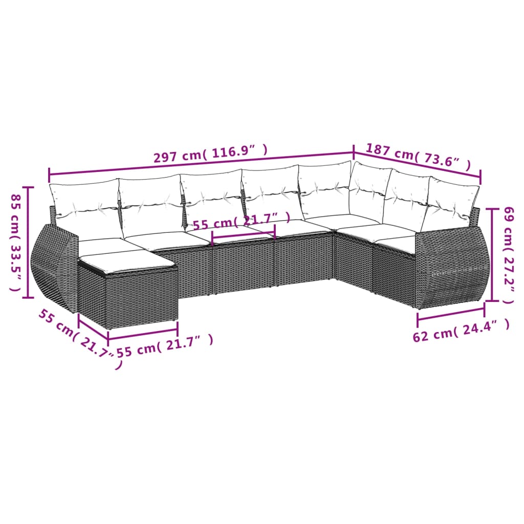 Thumbnail - vidaXL 9-tlg. Garten-Sofagarnitur mit Kissen Schwarz Poly Rattan