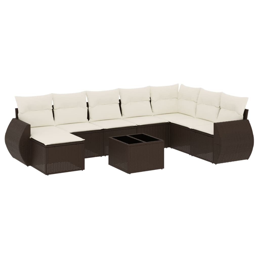 Thumbnail - vidaXL 9-tlg. Garten-Sofagarnitur mit Kissen Braun Poly Rattan