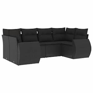 vidaXL 6-osaline aiadiivani komplekt patjadega, must, pol&uuml;rotang
