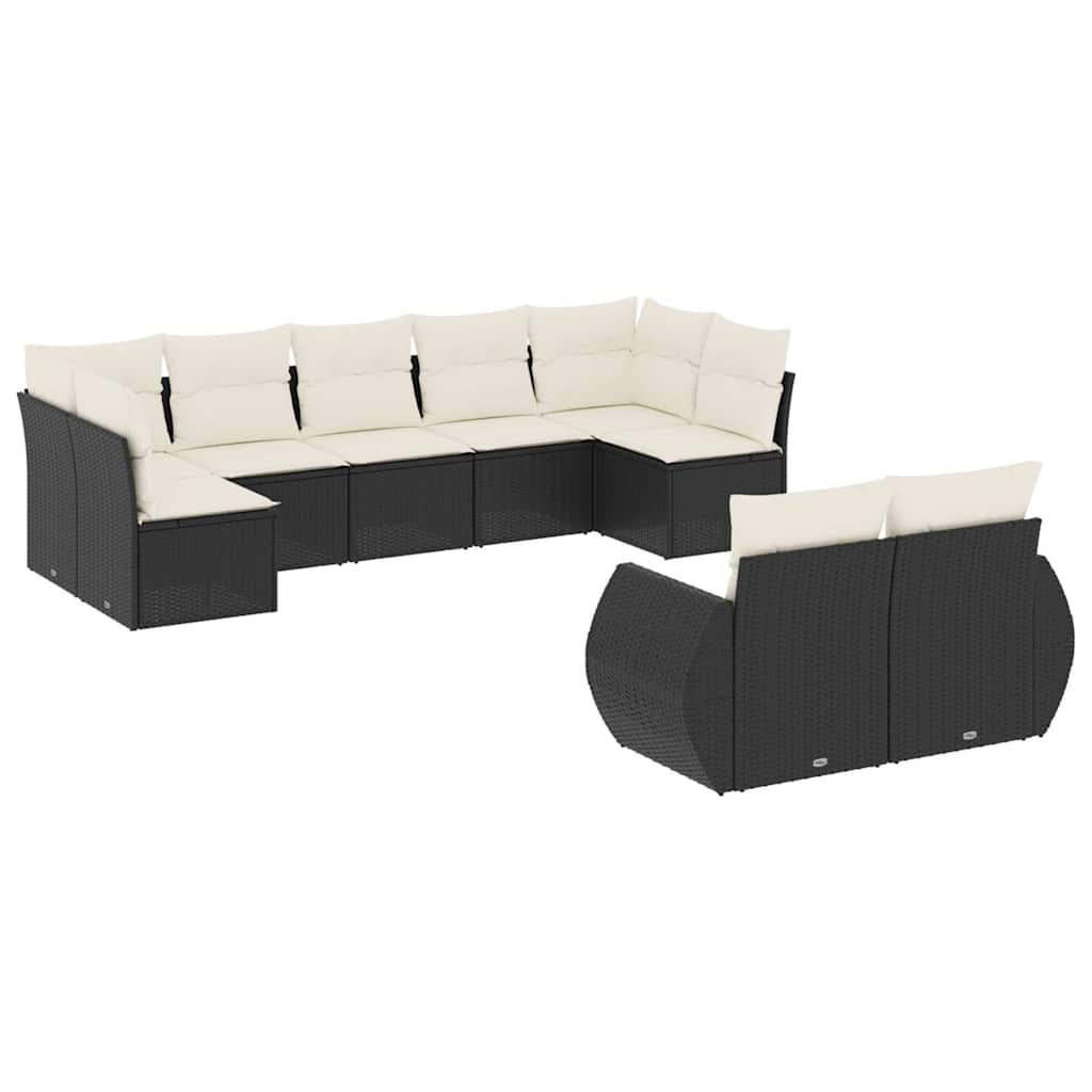 Thumbnail - vidaXL 9-tlg. Garten-Sofagarnitur mit Kissen Schwarz Poly Rattan