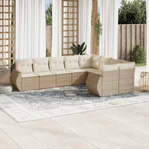 Vrtna garnitura 9-delna z blazinami bež poli ratan