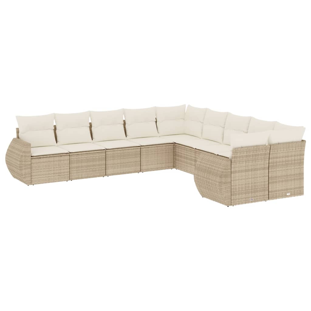 Thumbnail - vidaXL 10-tlg. Garten-Sofagarnitur mit Kissen Beige Poly Rattan