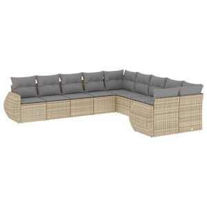 10dílná zahradní sedací souprava s poduškami béžová polyratan - obrázek 2