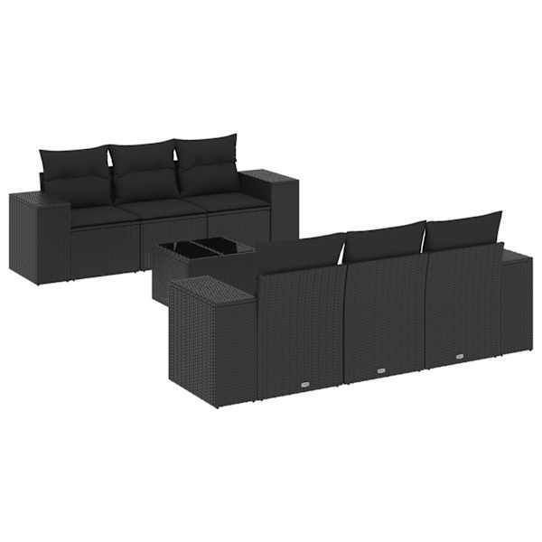 vidaXL 7-osaline aiadiivani komplekt patjadega, must, pol&uuml;rotang