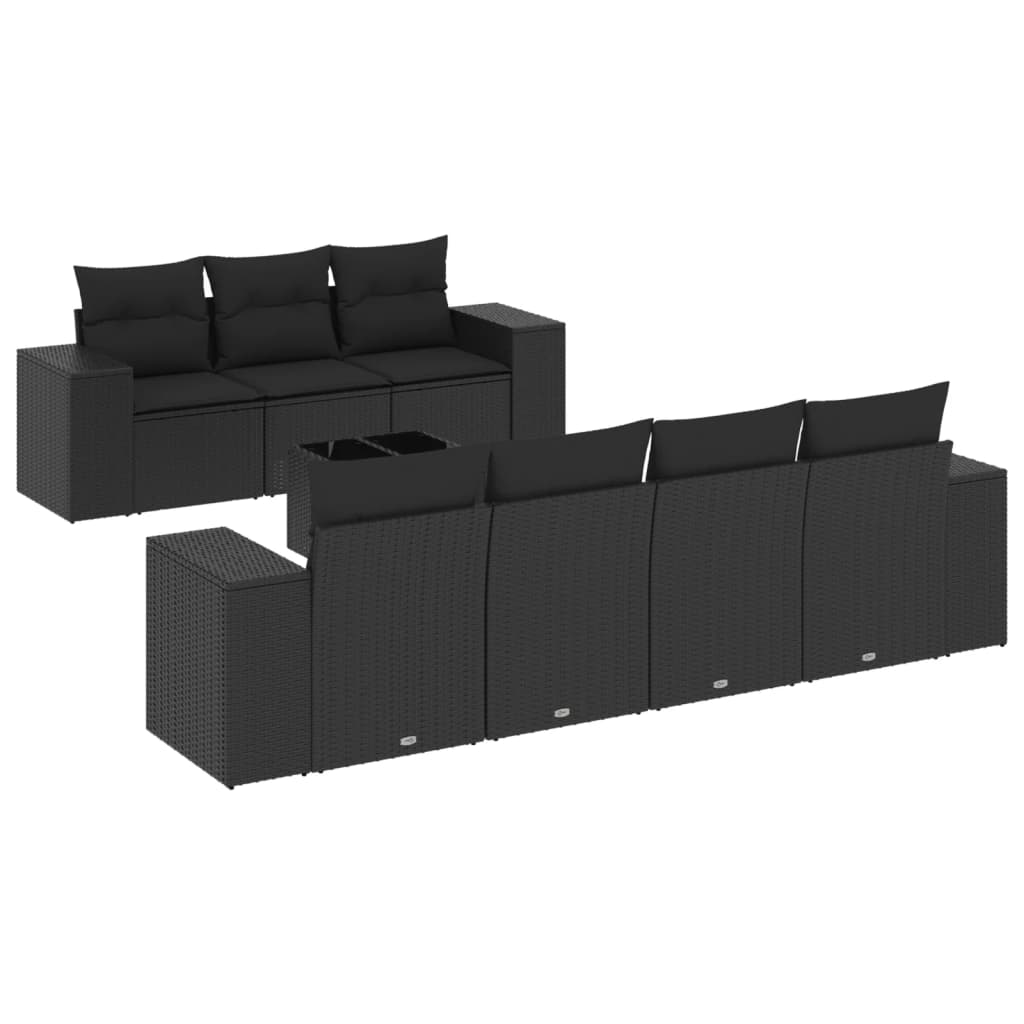 Thumbnail - vidaXL 8-tlg. Garten-Sofagarnitur mit Kissen Schwarz Poly Rattan