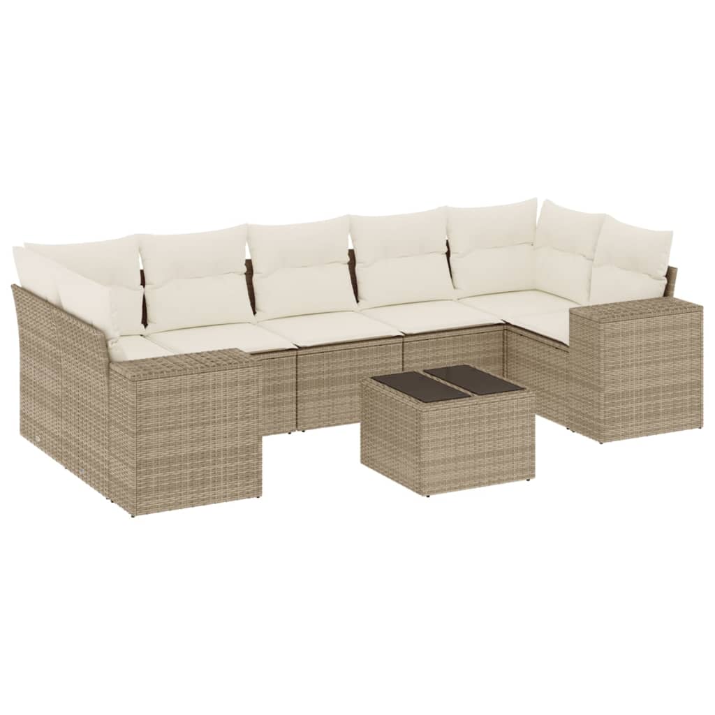 Thumbnail - vidaXL 8-tlg. Garten-Sofagarnitur mit Kissen Beige Poly Rattan