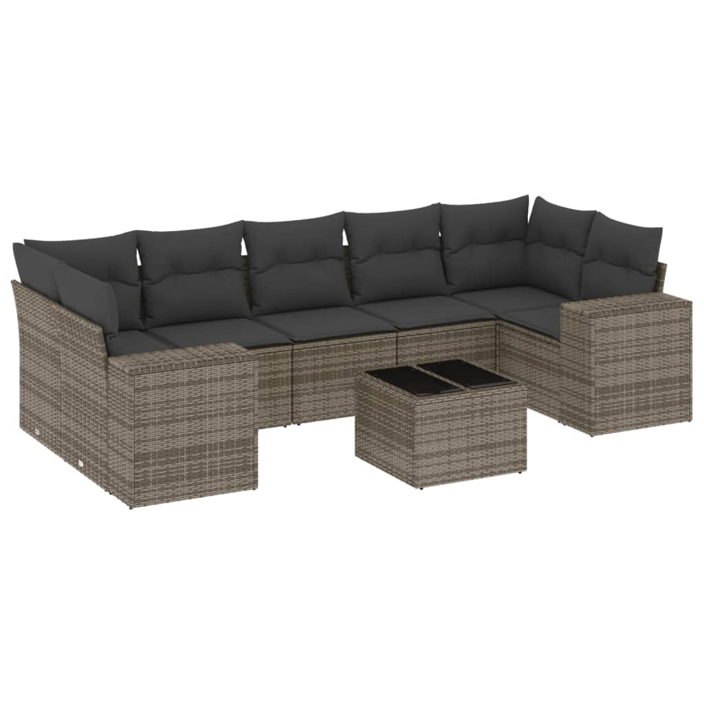 Thumbnail - vidaXL 8-tlg. Garten-Sofagarnitur mit Kissen Grau Poly Rattan