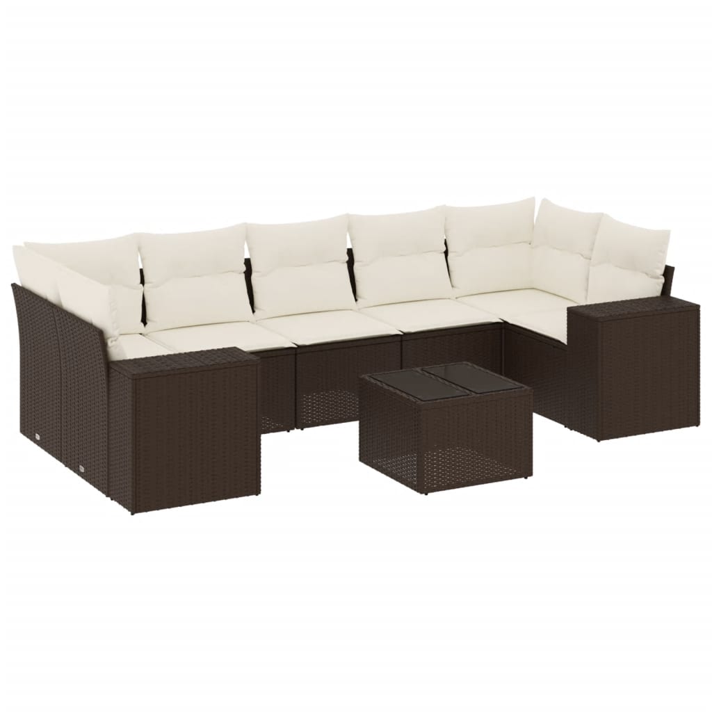 Thumbnail - vidaXL 8-tlg. Garten-Sofagarnitur mit Kissen Braun Poly Rattan