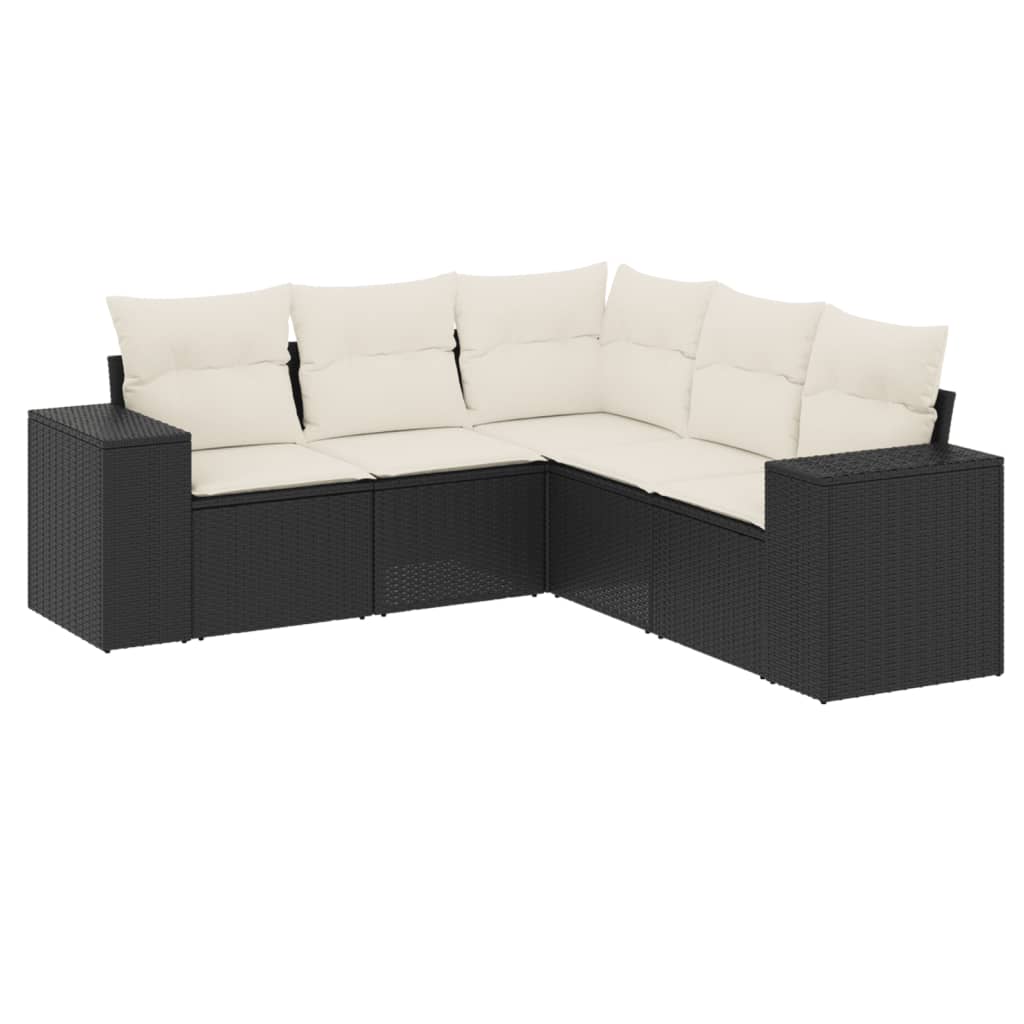 Thumbnail - vidaXL 5-tlg. Garten-Sofagarnitur mit Kissen Schwarz Poly Rattan