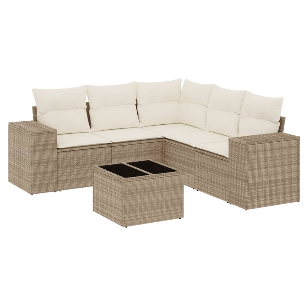 Thumbnail - vidaXL 6-tlg. Garten-Sofagarnitur mit Kissen Beige Poly Rattan