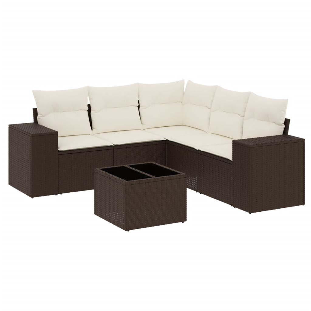 vidaXL Set canapele de grădină cu perne, 6 piese, maro, poliratan