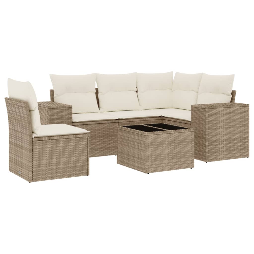 vidaXL Set canapele de grădină cu perne, 6 piese, bej, poliratan