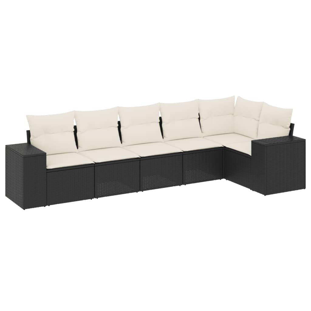 Thumbnail - vidaXL 6-tlg. Garten-Sofagarnitur mit Kissen Schwarz Poly Rattan