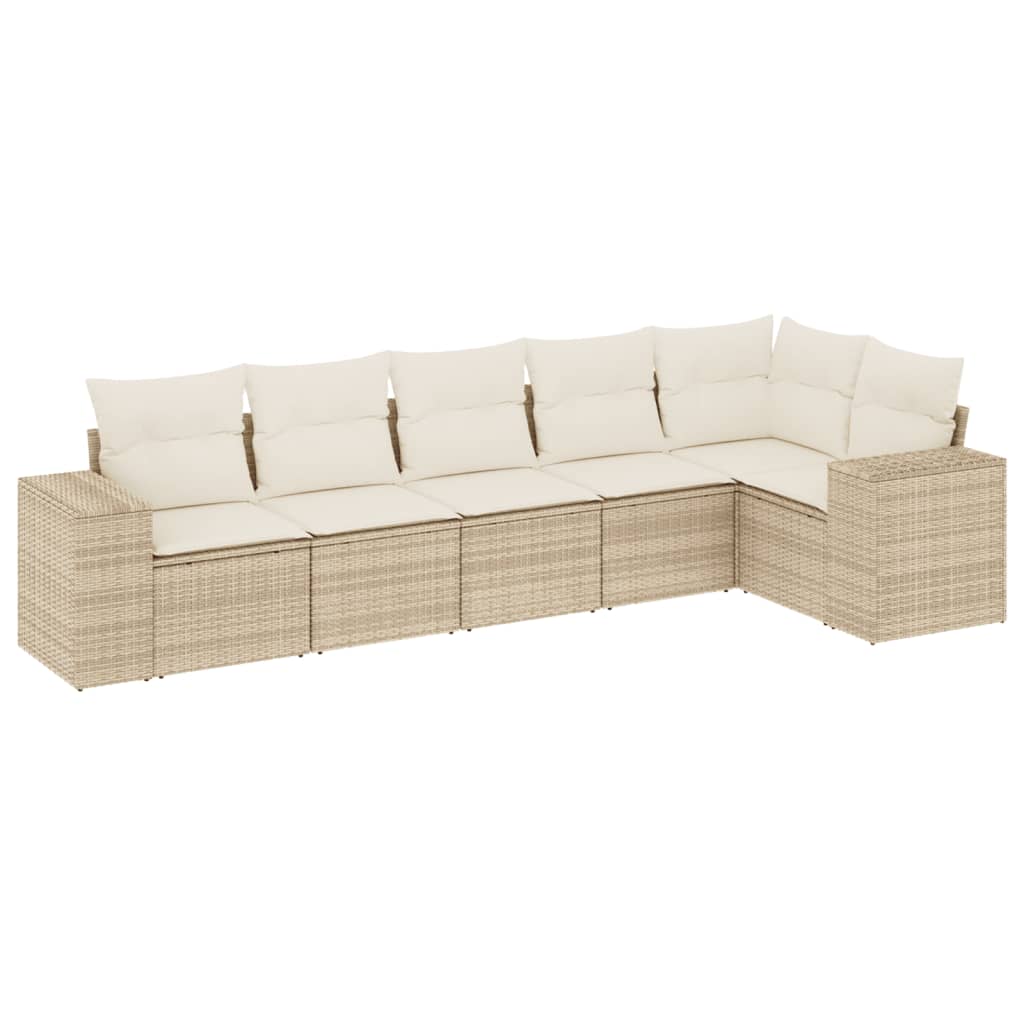 Thumbnail - vidaXL 6-tlg. Garten-Sofagarnitur mit Kissen Beige Poly Rattan