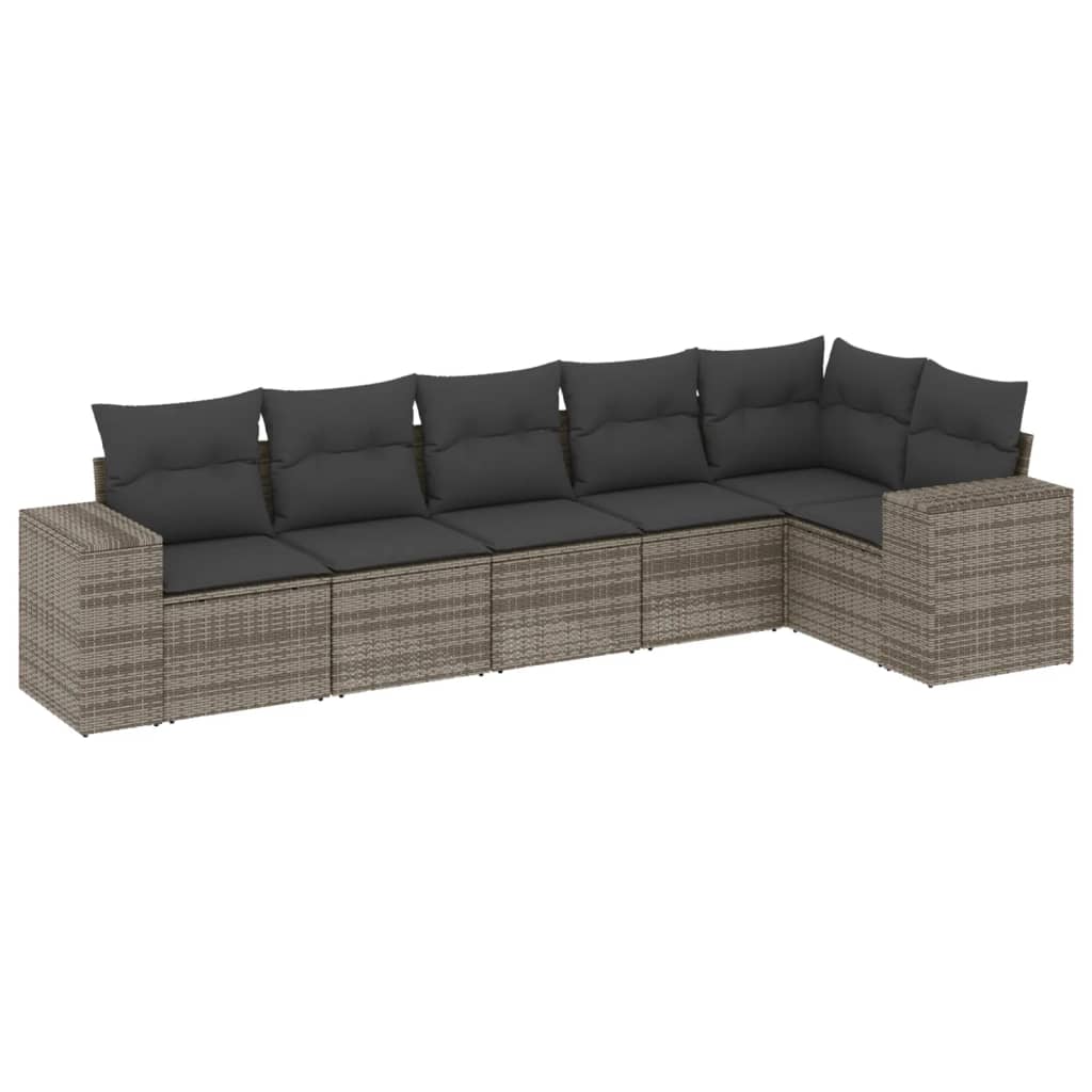 Thumbnail - vidaXL 6-tlg. Garten-Sofagarnitur mit Kissen Grau Poly Rattan