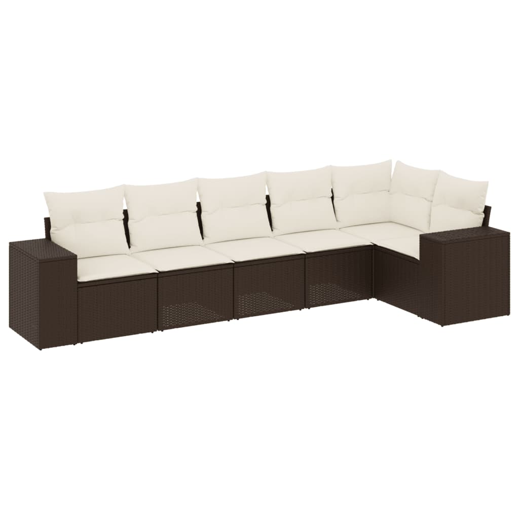 vidaXL Set canapele de grădină cu perne, 6 piese, maro, poliratan
