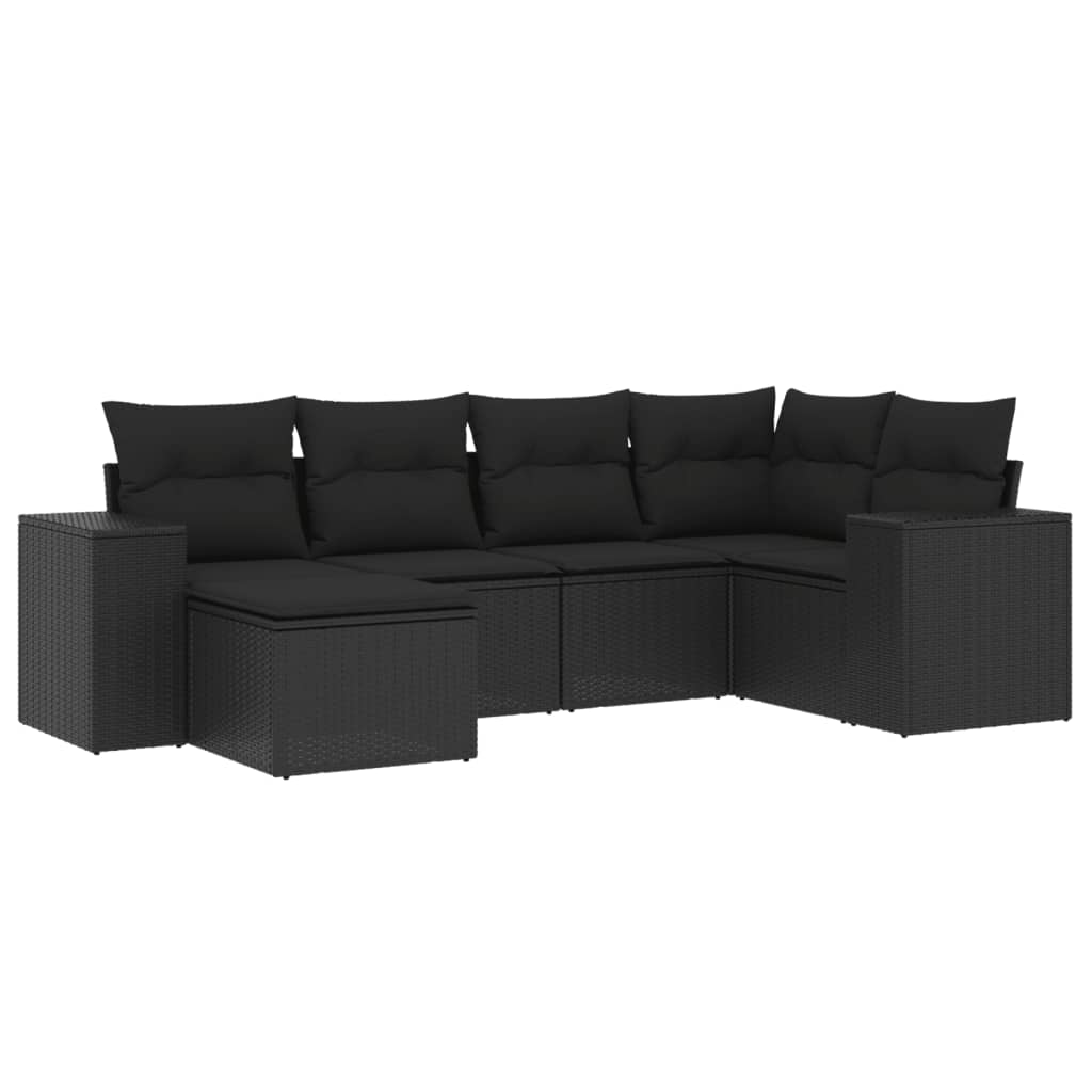 Thumbnail - vidaXL 6-tlg. Garten-Sofagarnitur mit Kissen Schwarz Poly Rattan