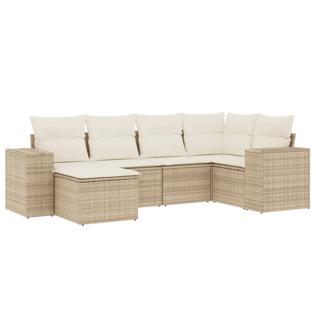 Thumbnail - vidaXL 6-tlg. Garten-Sofagarnitur mit Kissen Beige Poly Rattan