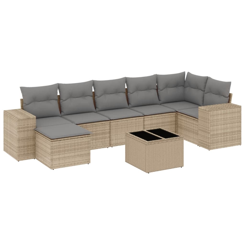 Thumbnail - vidaXL 8-tlg. Garten-Sofagarnitur mit Kissen Beige Poly Rattan