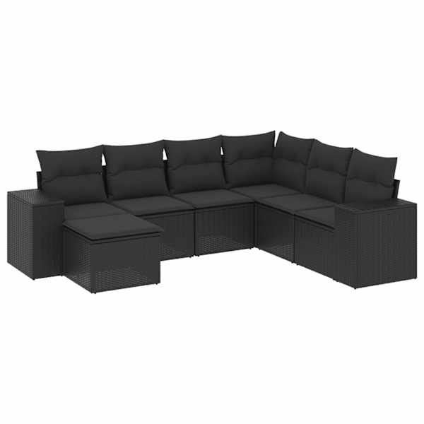 vidaXL 7-osaline aiadiivani komplekt patjadega, must, pol&uuml;rotang