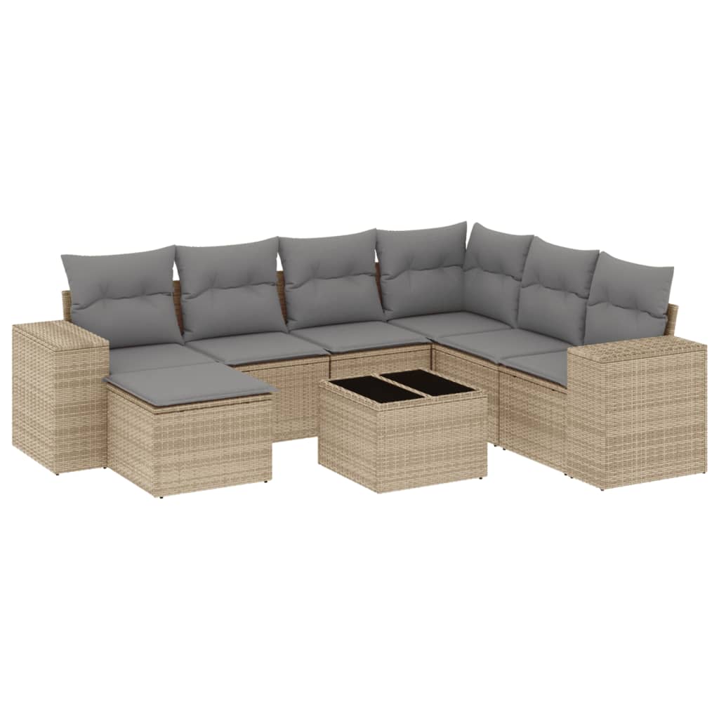 Thumbnail - vidaXL 8-tlg. Garten-Sofagarnitur mit Kissen Beige Poly Rattan