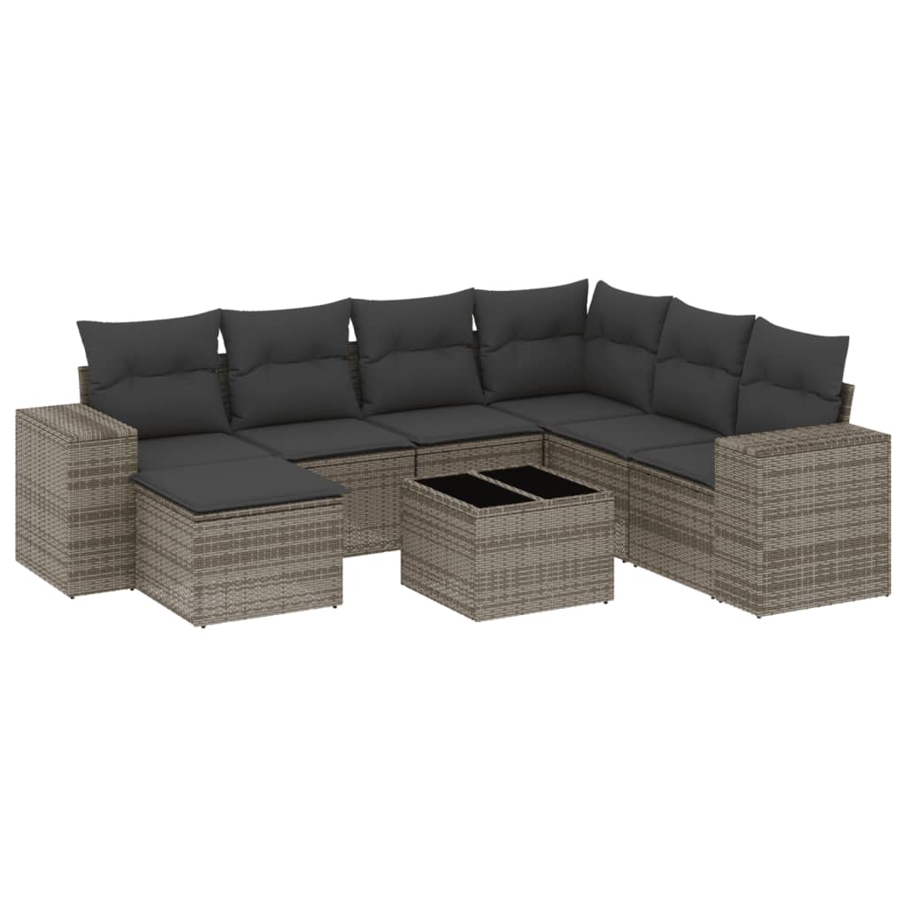 Thumbnail - vidaXL 8-tlg. Garten-Sofagarnitur mit Kissen Grau Poly Rattan