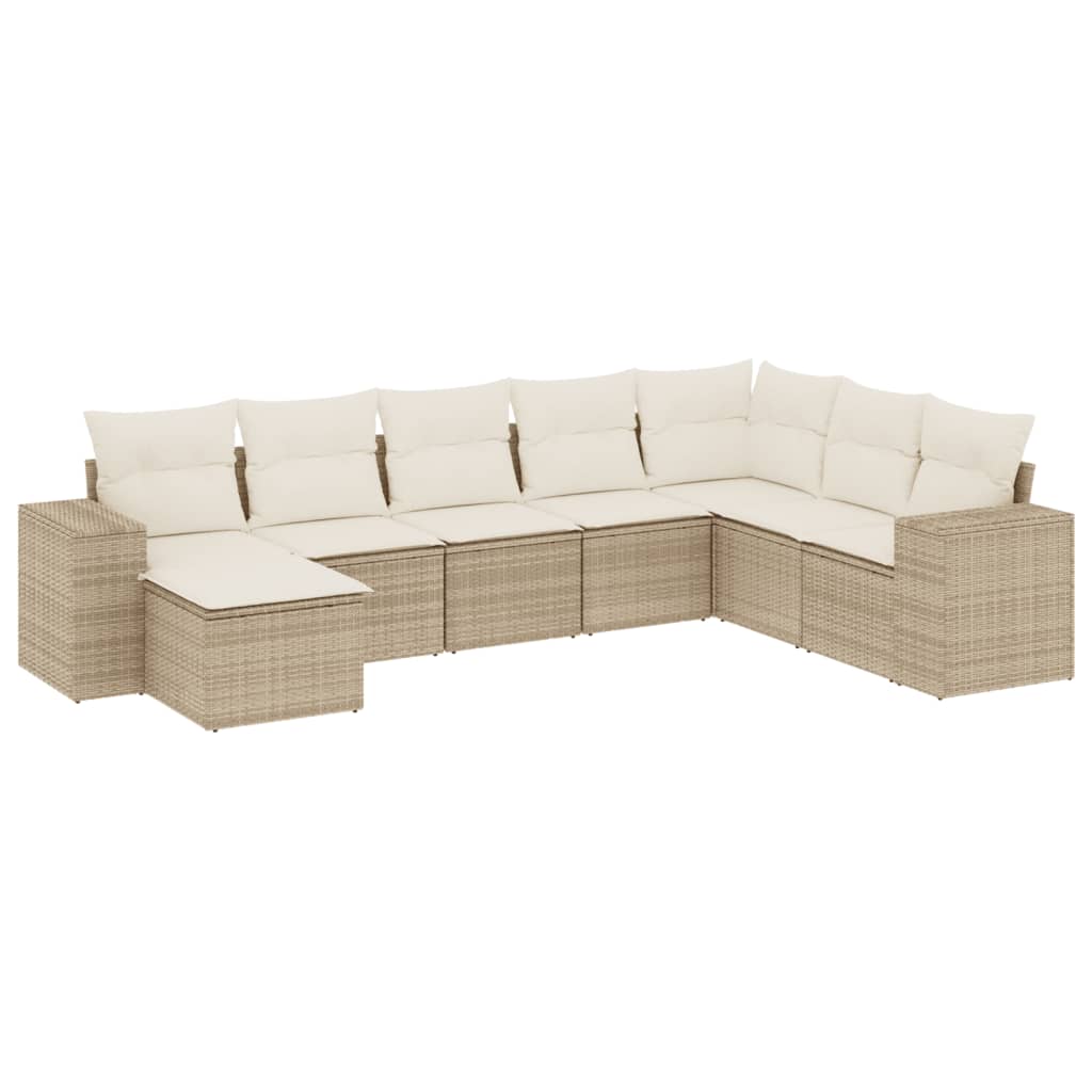 Thumbnail - vidaXL 8-tlg. Garten-Sofagarnitur mit Kissen Beige Poly Rattan