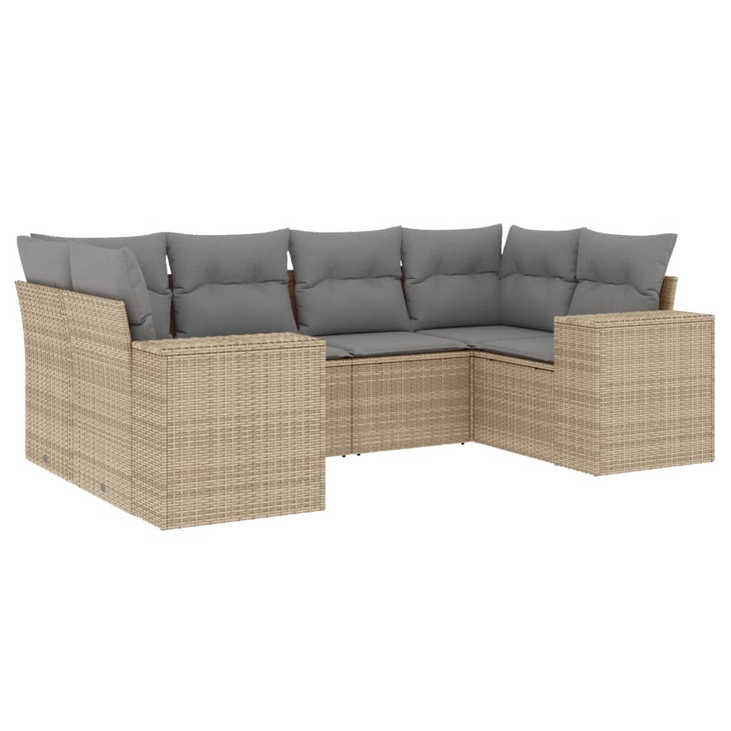 Thumbnail - vidaXL 6-tlg. Garten-Sofagarnitur mit Kissen Beige Poly Rattan