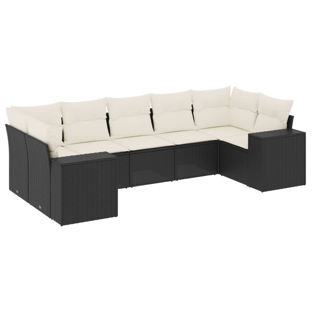 Thumbnail - vidaXL 7-tlg. Garten-Sofagarnitur mit Kissen Schwarz Poly Rattan