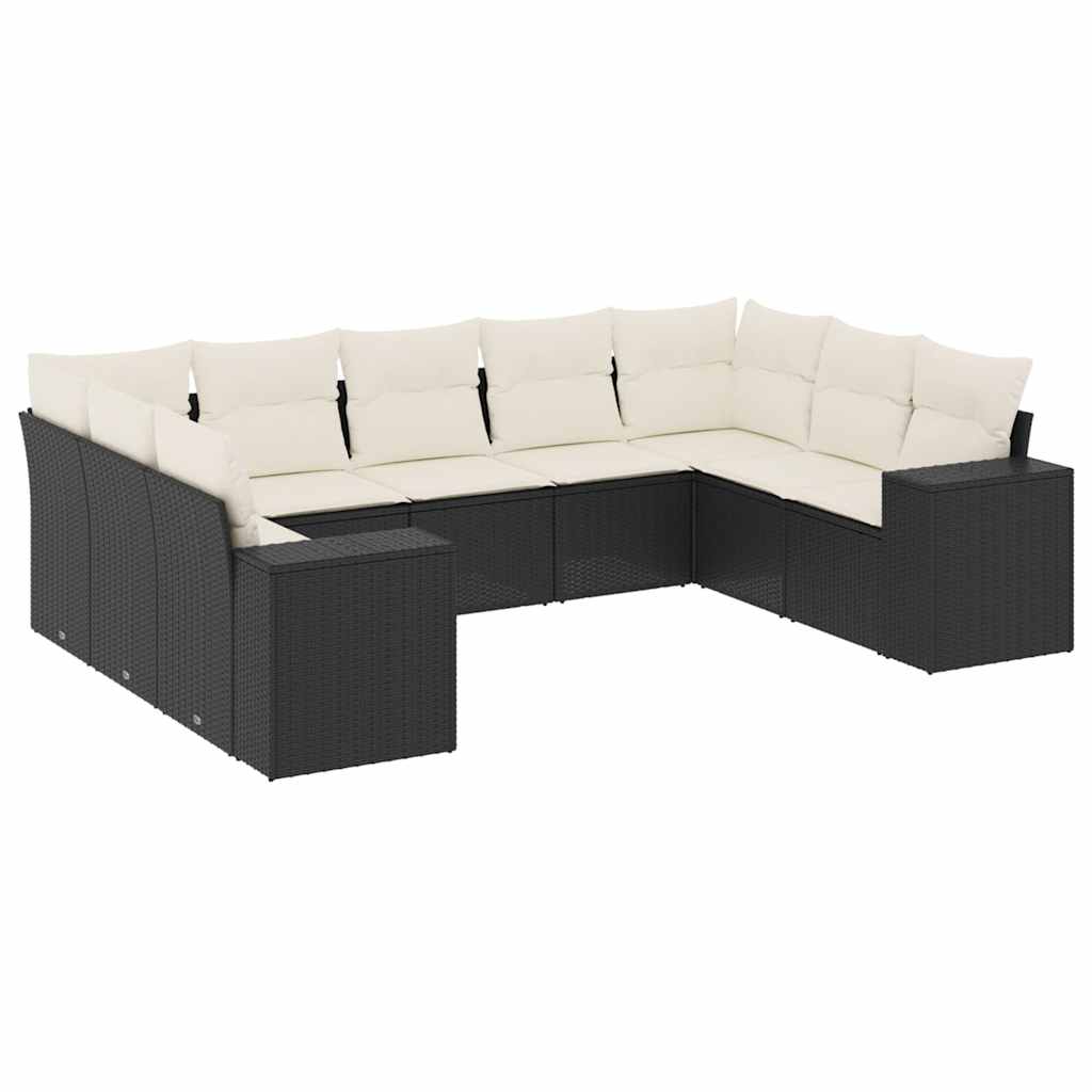 Thumbnail - vidaXL 9-tlg. Garten-Sofagarnitur mit Kissen Schwarz Poly Rattan