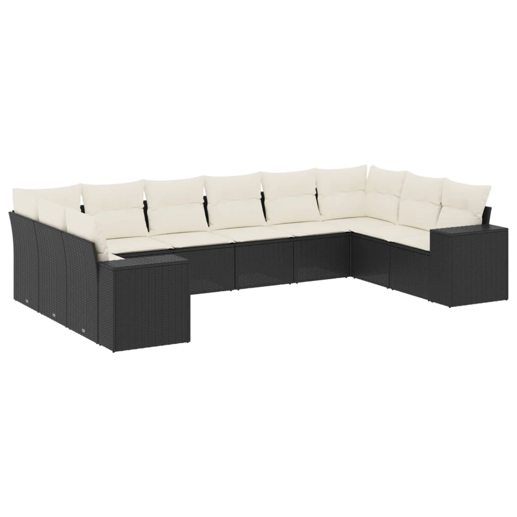 Thumbnail - vidaXL 10-tlg. Garten-Sofagarnitur mit Kissen Schwarz Poly Rattan