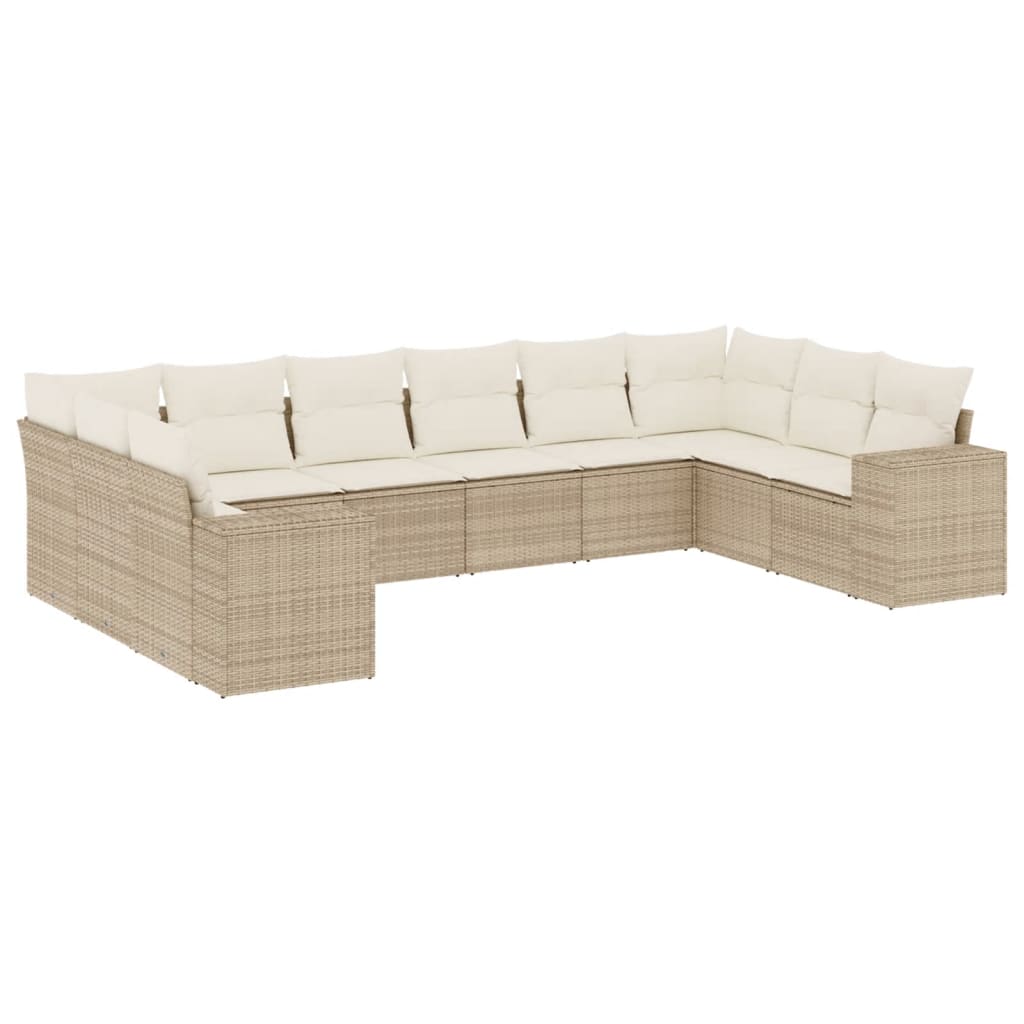Thumbnail - vidaXL 10-tlg. Garten-Sofagarnitur mit Kissen Beige Poly Rattan