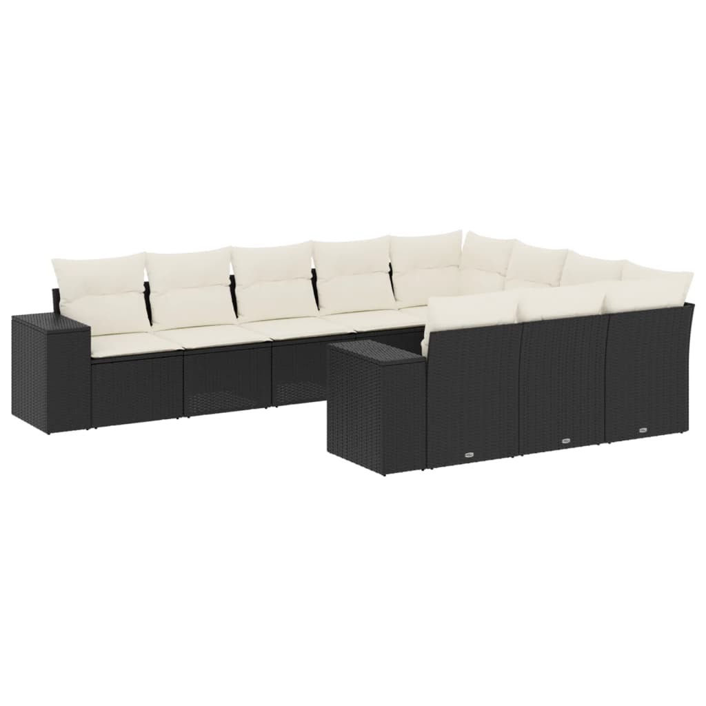 Thumbnail - vidaXL 10-tlg. Garten-Sofagarnitur mit Kissen Schwarz Poly Rattan